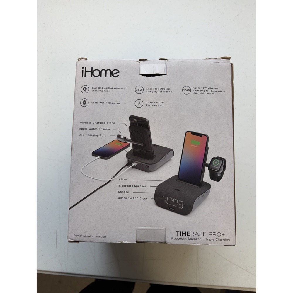 iHome timebase pro+ Bluetooth Speaker &Triple Charging -Never Used - Picture 4 of 4